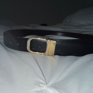 Long champ reversible black/brown  gold buckle belt